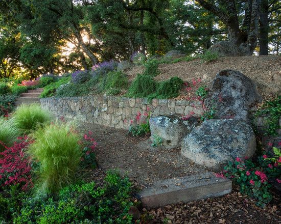 traditional stone retaining walls garden landscape ideas