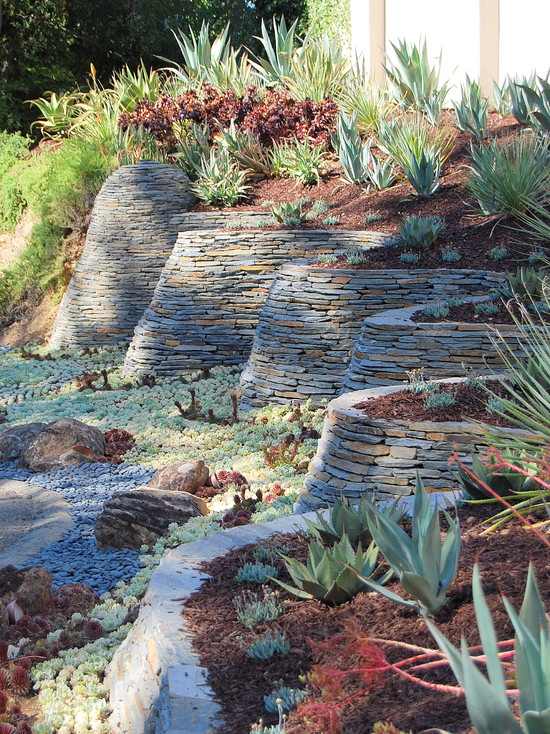 wonderful garden curved stone walls