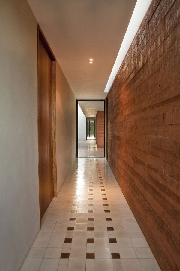 Brick wall interior wall design ideas wood effect tile floor Hacienda Bacoc