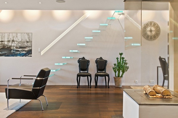 glass staircase modern staircase design loft apartment Hunlegarden