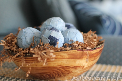 DIY easy holiday projects how to make denim wrapped eggs tutorial