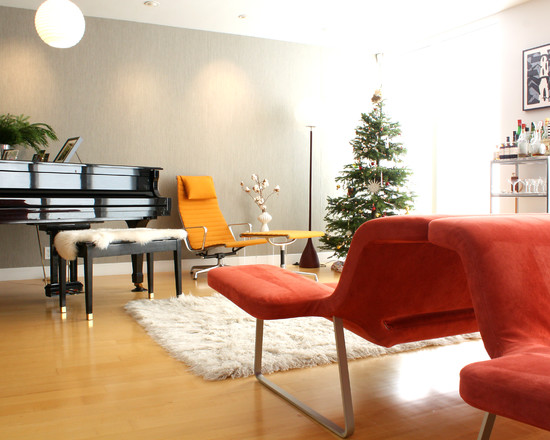 Living room design ideas modern orange furniture white