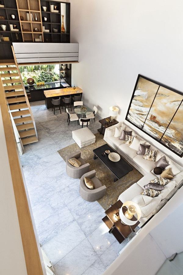 Marble floor tiles luxury furniture neutral colors 