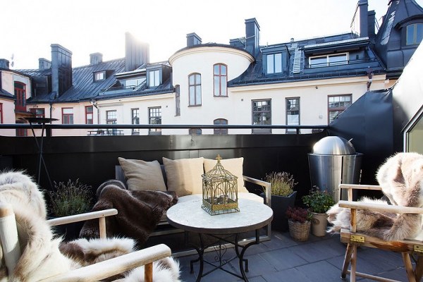 Patio balcony ideas furnishings sofa Loft in Kungsholmen