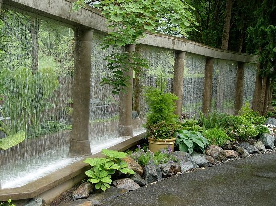 Water-wall-garden-original-design-ideas-rocks-plants-rain-shower