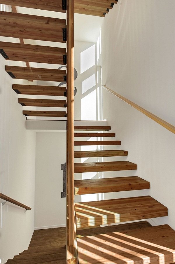 Zigzag wooden steps architecture