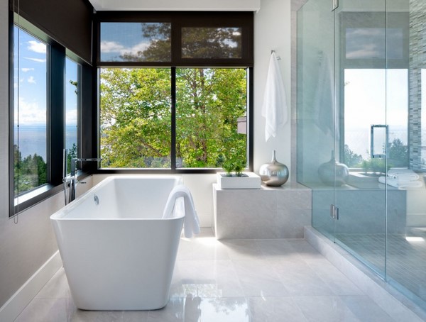 modern furnishings bath walk in shower glass wall