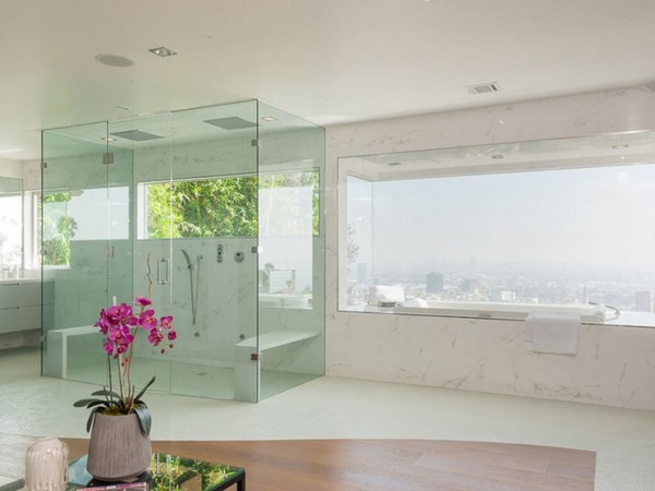 bathroom ideas pictures modern walk in shower glass walls white marble 