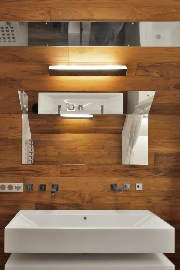 bathroom white furniture wooden wall 