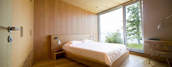 interior wood cladding wall natural light 