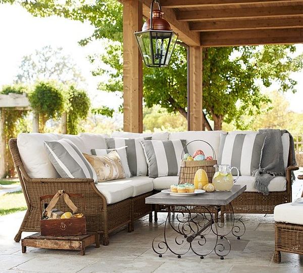 functional-patio-furniture-sectional-sofa-low-coffee-table-striped-cushions