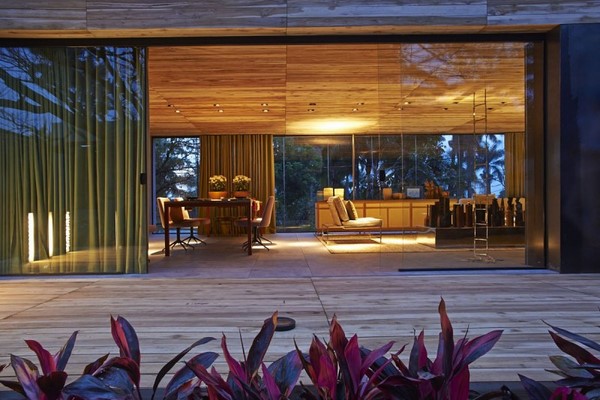 contemporary home architecture wooden floor to ceiling windows