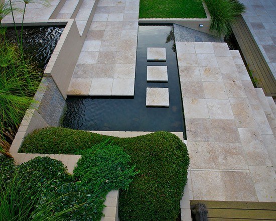  landscape terraces marble tiles pond