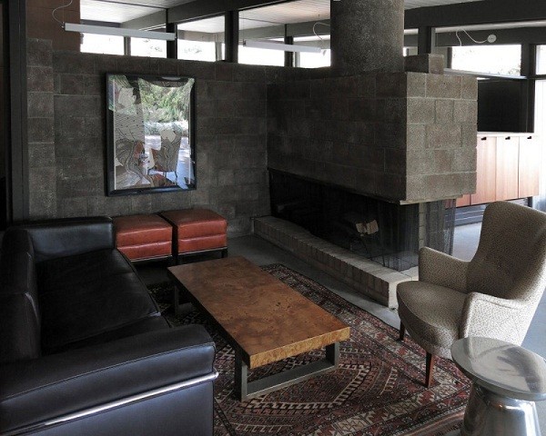 contemporary black sofa wooden coffee table