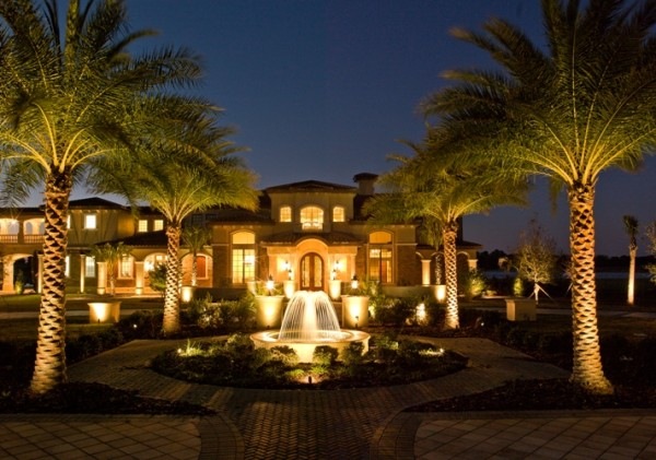 gorgeous garden design exterior lights accents palm trees