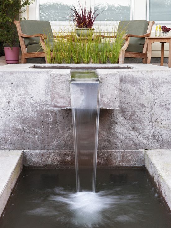 home exterior design ideas concrete wall waterfall basin