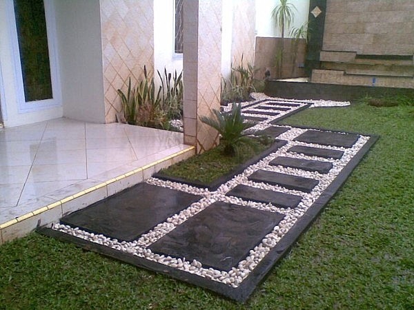 house exterior design entrance footpath design as flowerbed