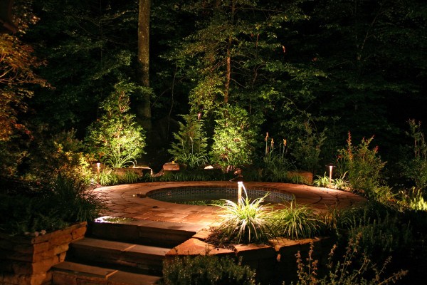 house exterior design ideas garden lights around jacuzzi