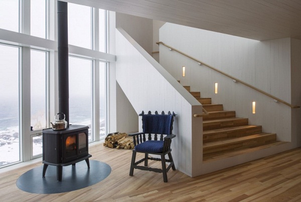 interior design ideas wooden steps white railings