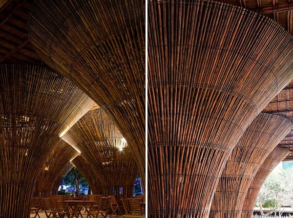 inverse conical bamboo pillars 