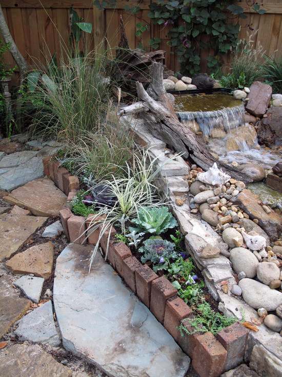 landscape ideas garden water features small watewrfall natural stones 
