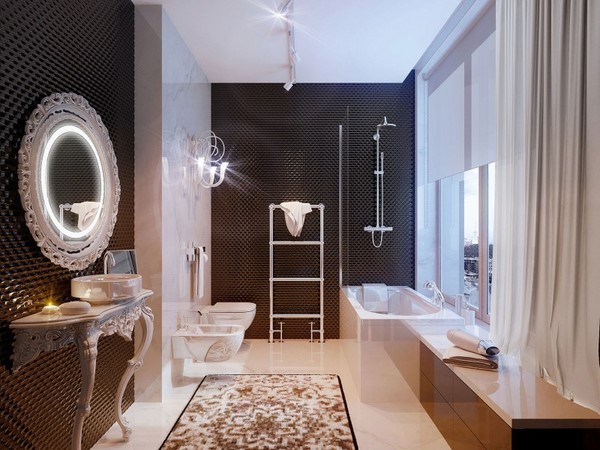 luxury bathroom desin ideas neo baroque furniture white wall tiles lighting