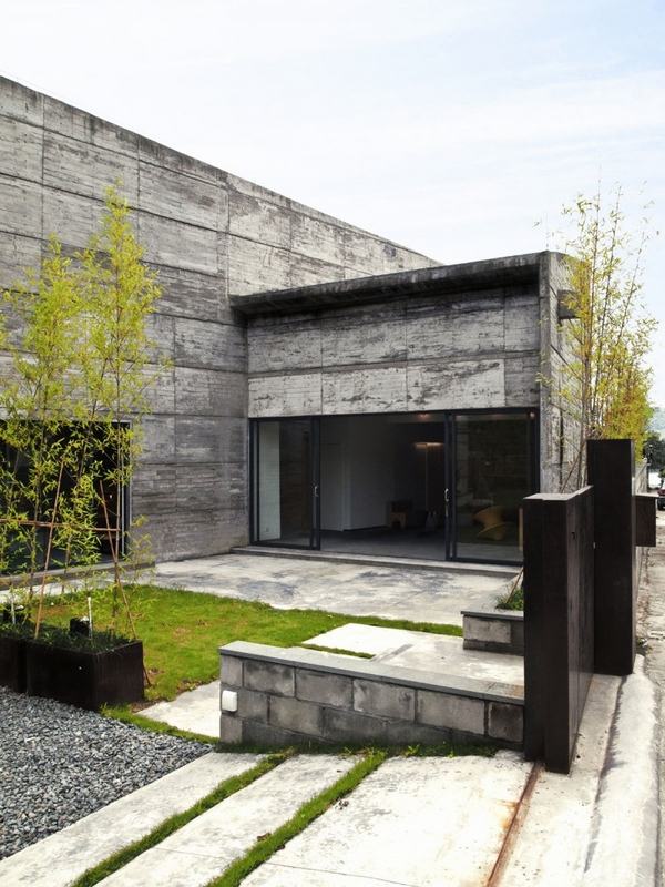 minimalist architecture concrete patio flooring retaining walls 