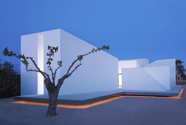 minimalist house garden design gravel outdoor lighting