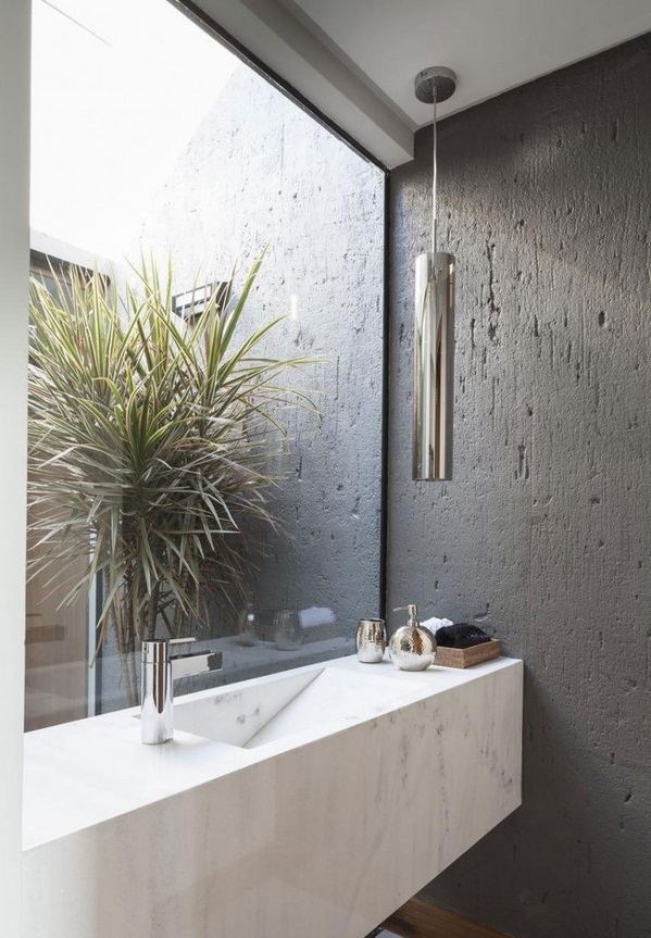 modern marble washbasin glass concrete wall pendant light