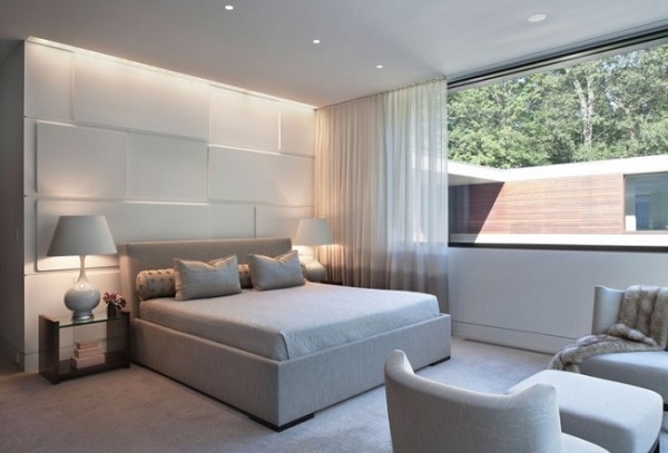 modern bedroom living room ideas light gray wall decorating panels lighting