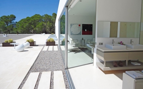 modern garden ideas gravel concrete Villa Ixos