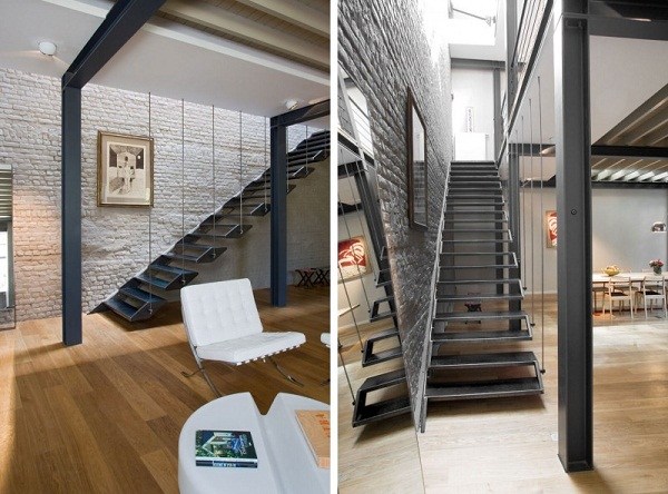 modern home interior metal staircase