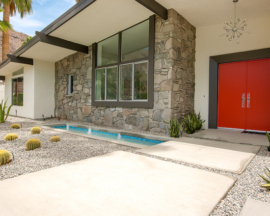 modern house entrance ideas fountains pebble flooring