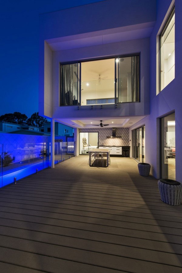 modern house exterior large terrace flooring dining area