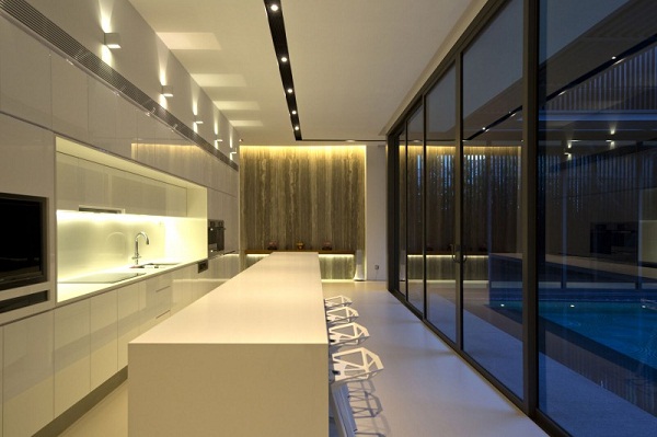 modern kitchen design glossy island wall decoration recessed lighting Centennial Tree House