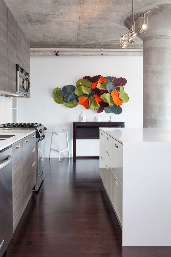 modern loft interior design kitchen 3D colorful wall decoration