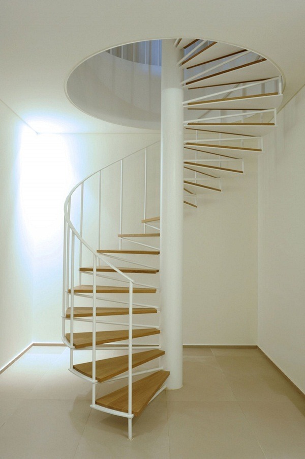 modern stairs design spiral and white railing