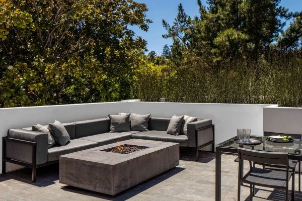 outdoor furniture ideas modern fireplace Hillsborough Residence