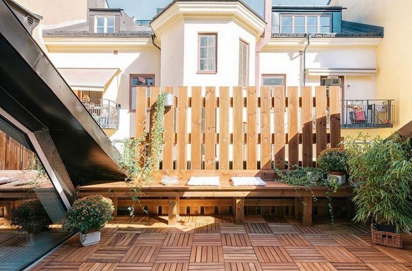 rooftop terrace deck bench privacy fence panel 