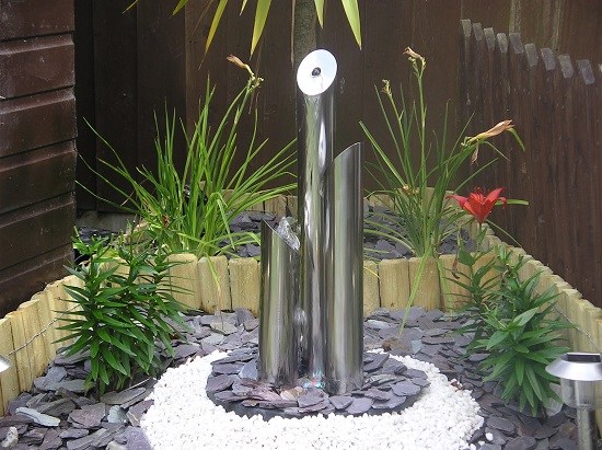 small garden design ideas stainless steel garden water features