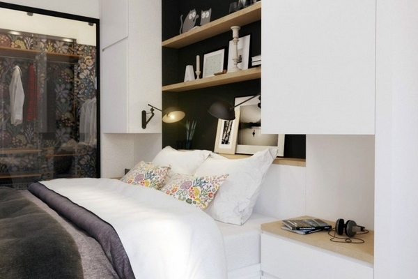 small modern bedroom design ideas black white glass sliding door wardrobe
