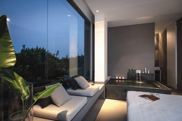 spectacular interior design open bathtub bedroom sofa