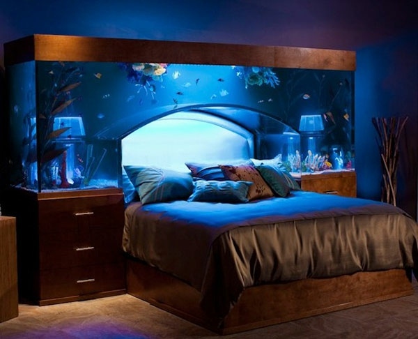 Aquarium headboard cool furnishing idea