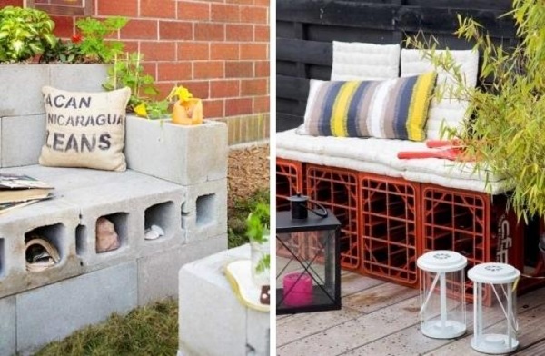 Concrete blocks DIY garden furniture padding