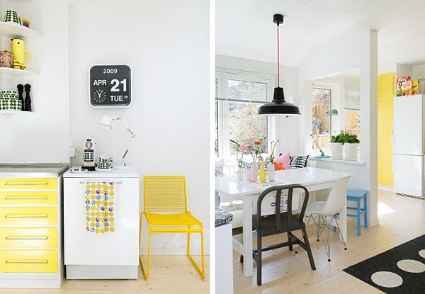 Contemporary design ideas color schemes yellow white kitchen