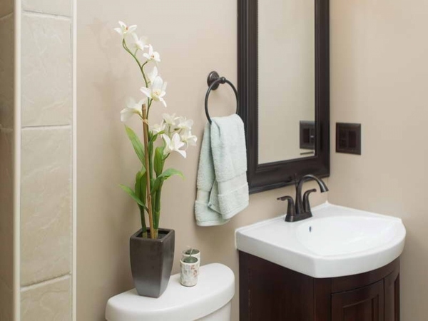 DIY interior design small bathroom design idea orchid flower