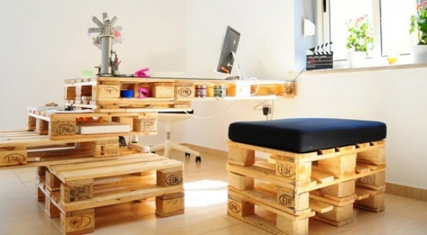 DIY pallet furniture ideas home office desk 