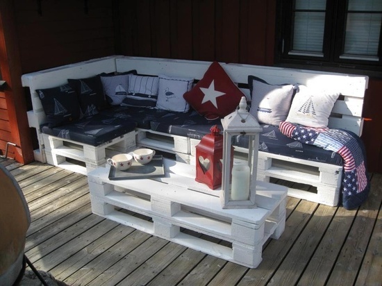 DIY pallets furniture set patio terrace