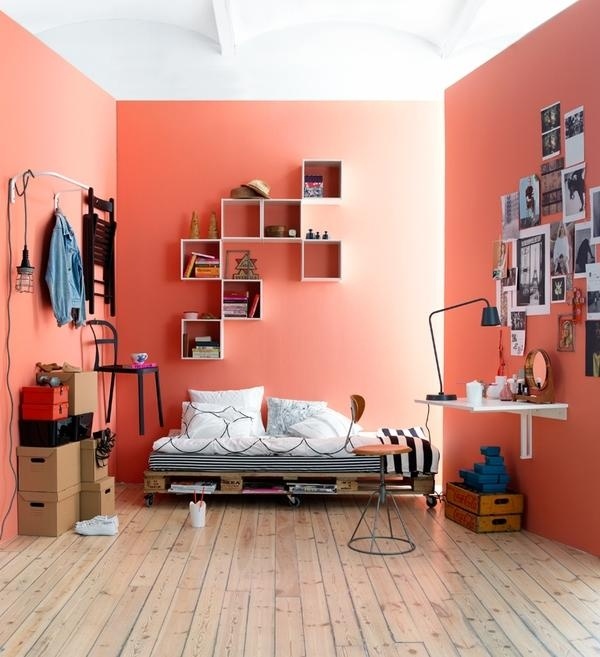 DIY wooden pallet furniture ideas teenagers room platform bed 