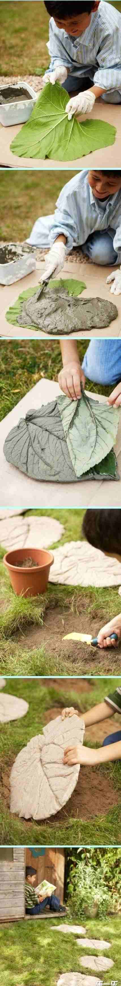 DYI projects ideas rhubarb stepping stones